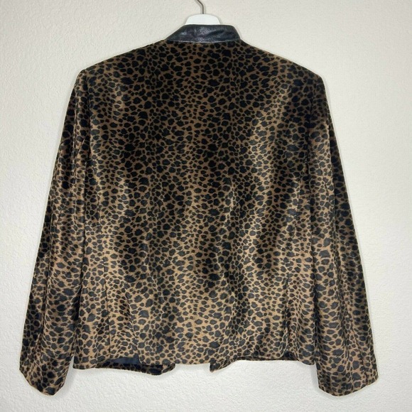 Alex Garfield Velvet Faux Leather Detail Leopard Blazer - Picture 5 of 7